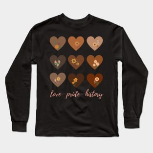 African American Love Pride History Melanin Wildflower Hearts Long Sleeve T-Shirt